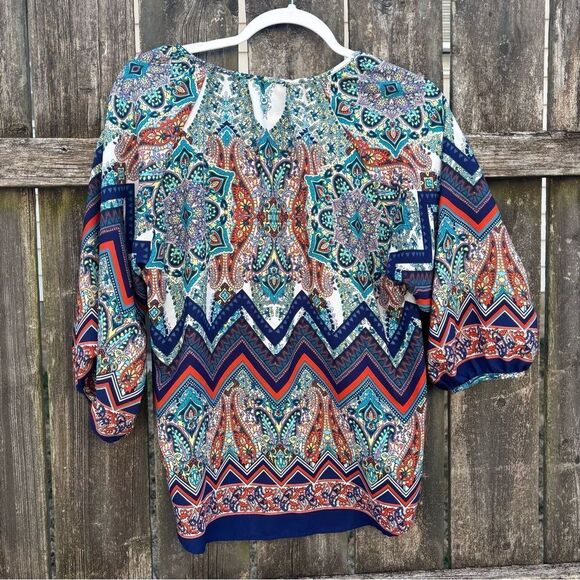 Renee C Paisley Multicolor Bohemian Top XL - Picture 3 of 5
